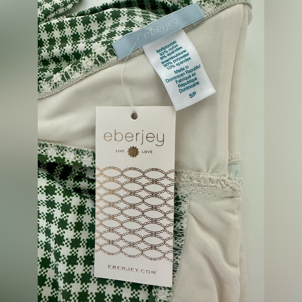 Eberjey Betty Lola Green Gingham One Piece Swimsuit with Knot in Artichoke - Picture 9 of 10